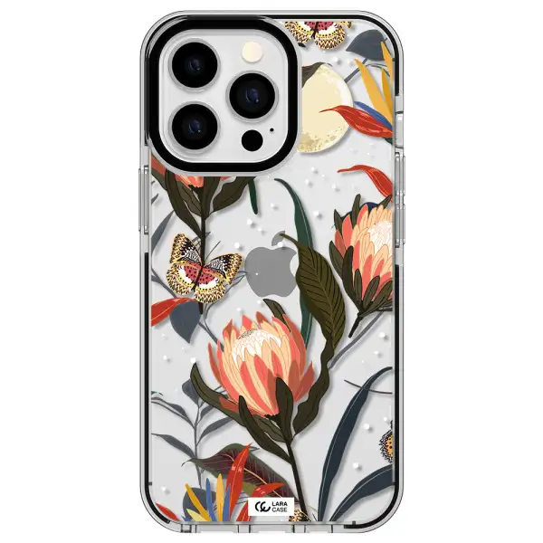 Moon Butterfly Flower Apple iPhone 13 Pro impact black border Case