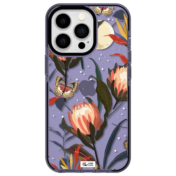 Moon Butterfly Flower Apple iPhone 13 Pro impact Lilac Case