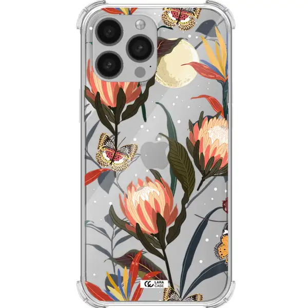 Moon Butterfly Flower Apple iPhone 13 Pro Max Clear PC Case