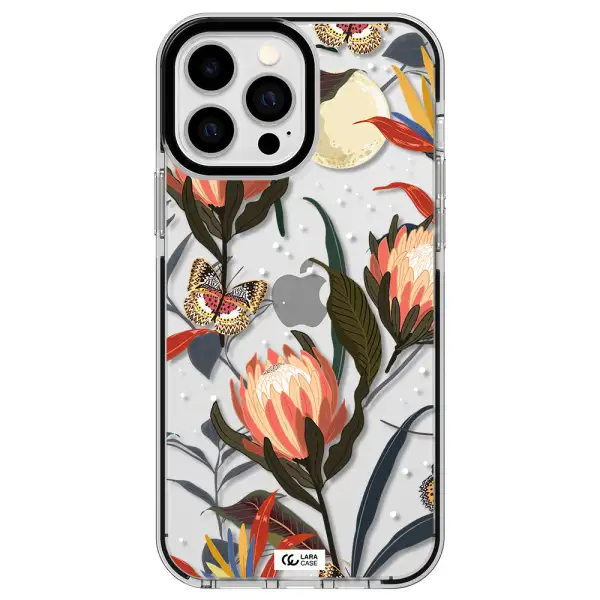 Moon Butterfly Flower Apple iPhone 13 Pro Max impact black border Case