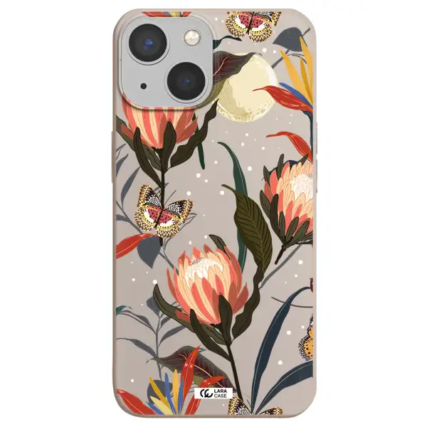 Moon Butterfly Flower Apple iPhone 13 Silicone Stone Case