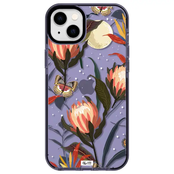 Moon Butterfly Flower Apple iPhone 14 plus impact Lilac Case