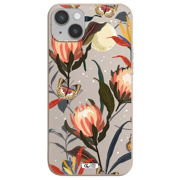 Moon Butterfly Flower Apple iPhone 14 Silicone Stone Case