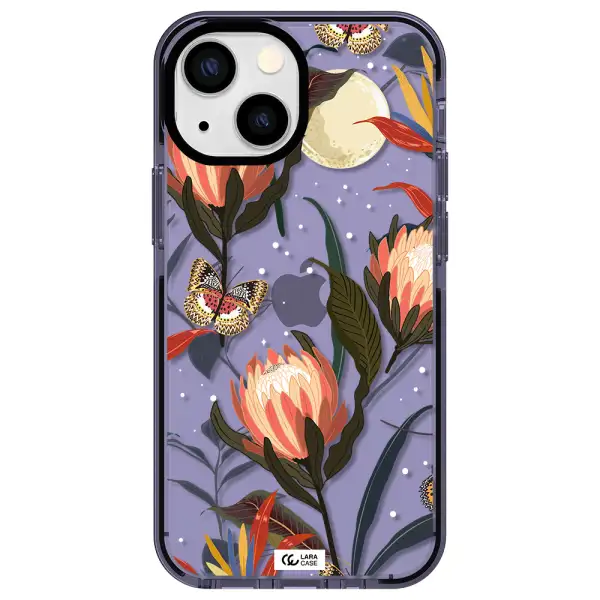 Moon Butterfly Flower Apple iPhone 15 impact Lilac Case