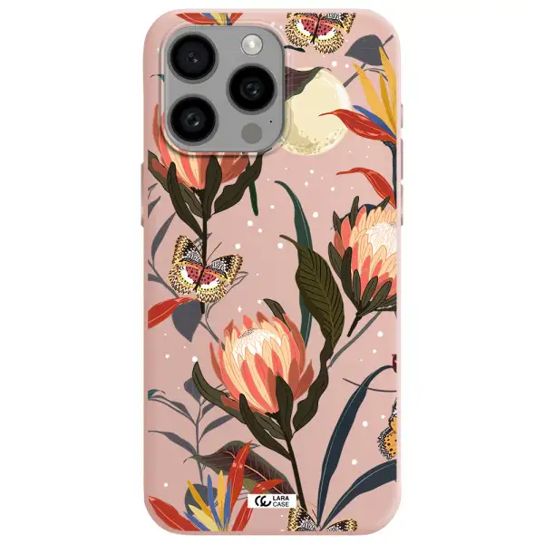 Moon Butterfly Flower Apple Iphone 15 Pro max Silicone pastel pink Case