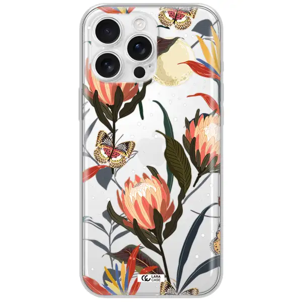 Moon Butterfly Flower Apple Iphone 16 Pro Max Clear Tpu Case