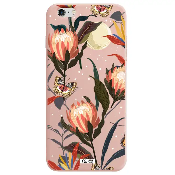 Moon Butterfly Flower Apple iPhone 6 plus Silicone pastel pink Case