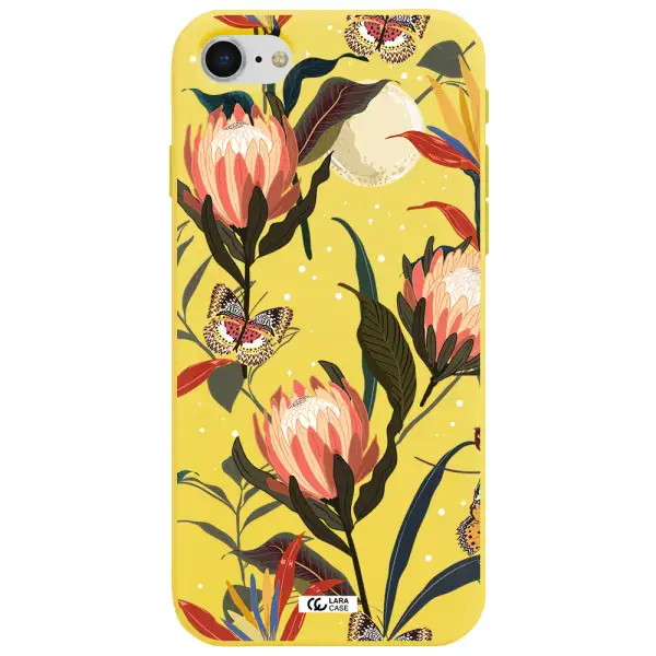 Moon Butterfly Flower Apple iPhone se 2020 Silicone canary yellow Case