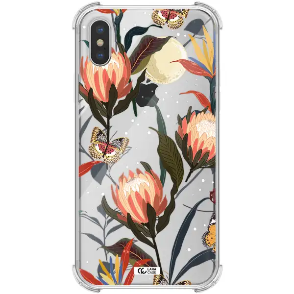 Moon Butterfly Flower Apple iPhone X Clear PC Case
