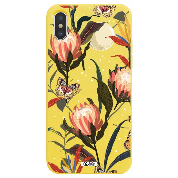 Moon Butterfly Flower Apple iPhone X Silicone canary yellow Case