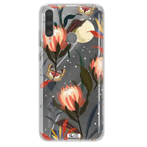 Moon Butterfly Flower Huawei Y6P Clear TPU Case
