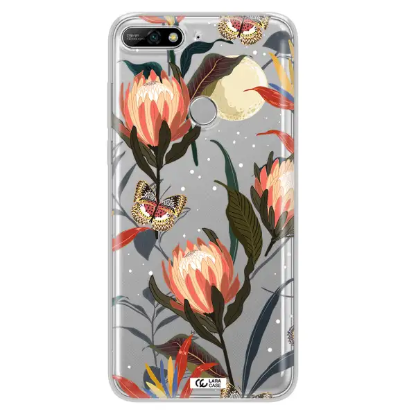 Moon Butterfly Flower Huawei Y7 2018 Clear TPU Case