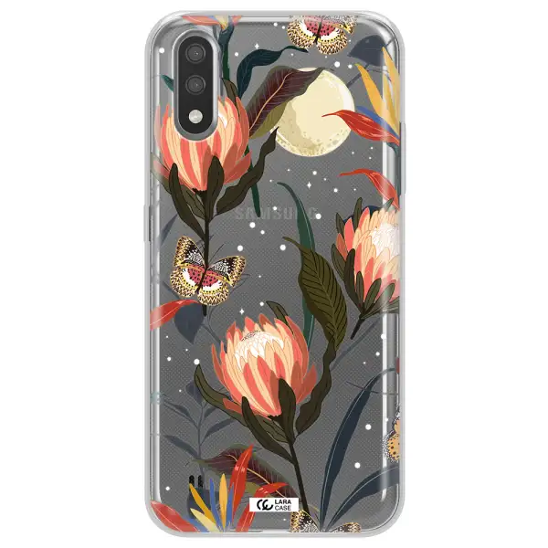 Moon Butterfly Flower Samsung A01 Clear TPU Case