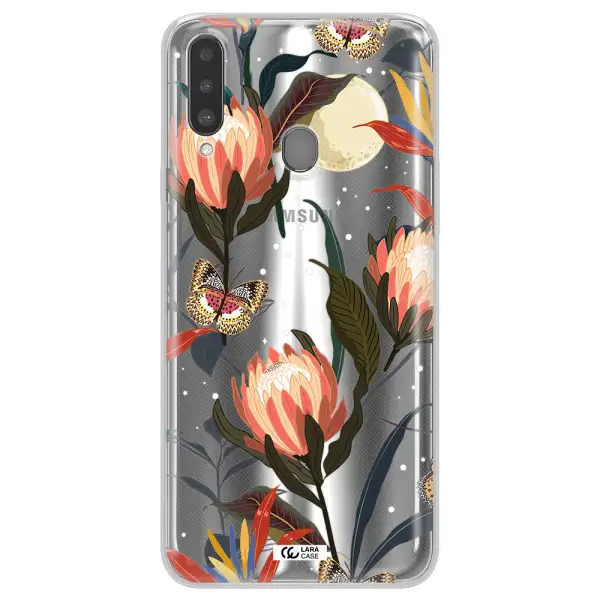 Moon Butterfly Flower Samsung A20S Clear TPU Case