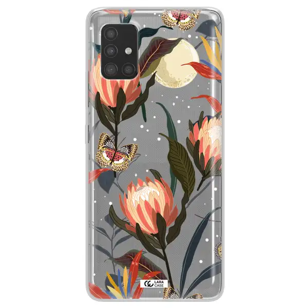 Moon Butterfly Flower Samsung A51 Clear TPU Case