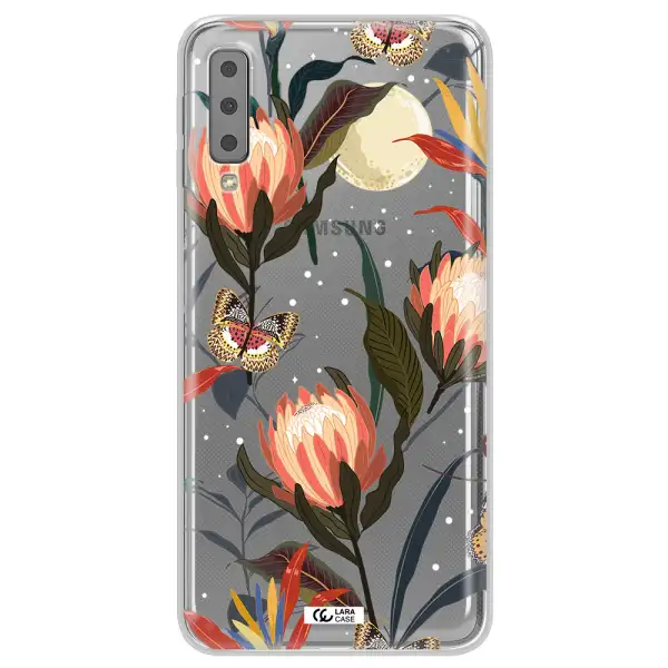 Moon Butterfly Flower Samsung A7 2018 Clear TPU Case