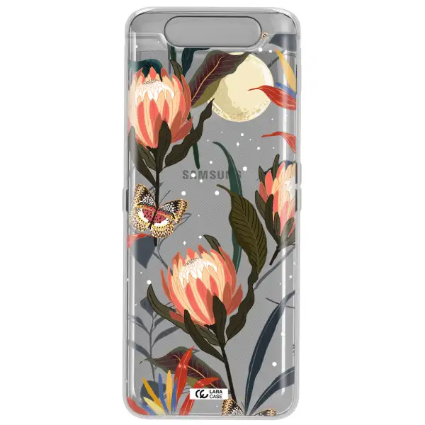 Moon Butterfly Flower Samsung A80 Clear TPU Case