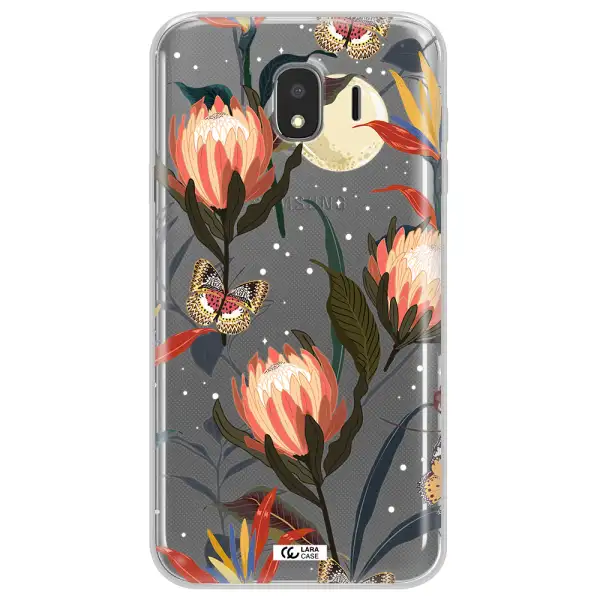 Moon Butterfly Flower Samsung J4 Clear TPU Case