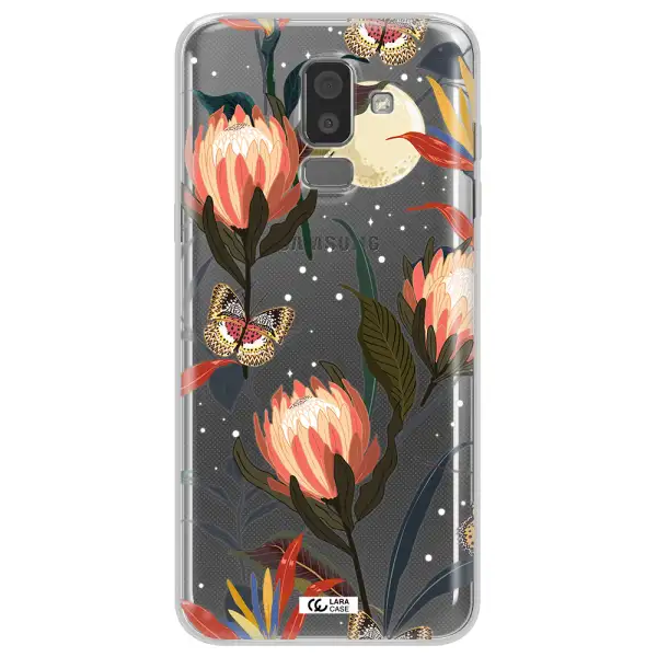 Moon Butterfly Flower Samsung J8 Clear TPU Case