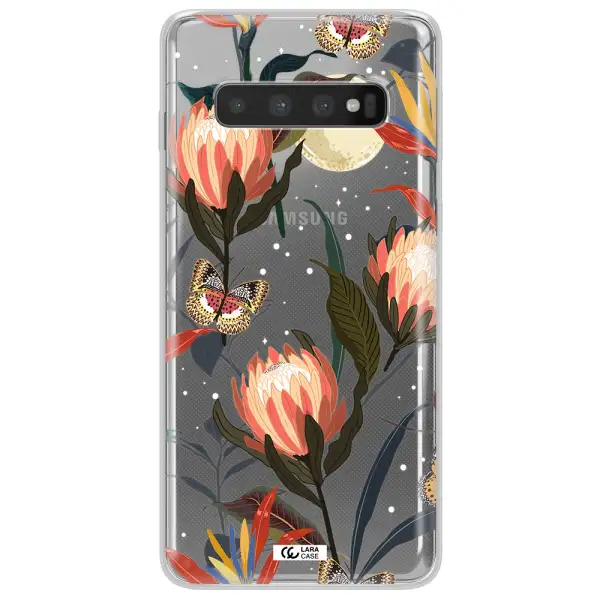 Moon Butterfly Flower Samsung S10 Clear TPU Case