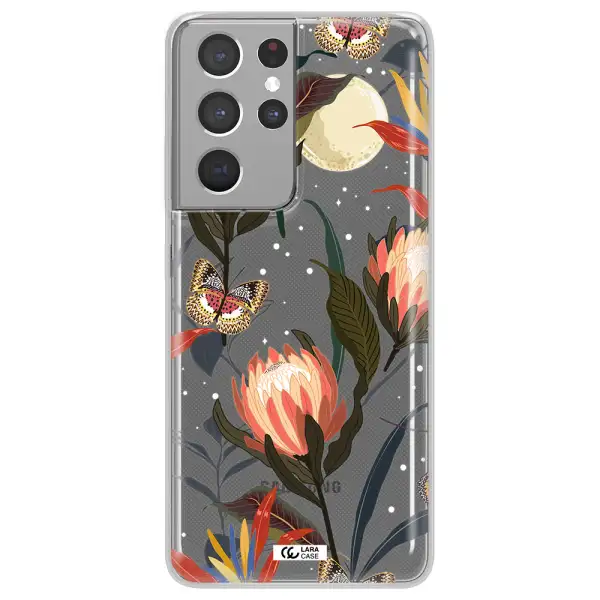 Moon Butterfly Flower Samsung S21 Ultra Clear TPU Case