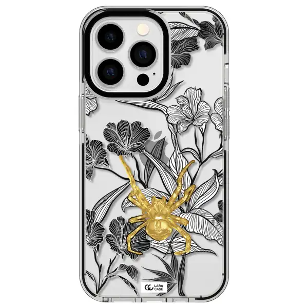 Golden Spider Apple iPhone 13 Pro impact black border Case