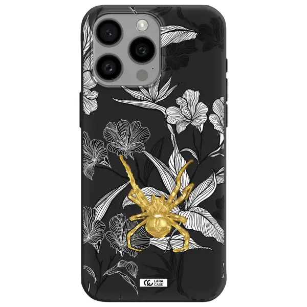 Golden Spider Apple Iphone 15 Pro max Silicone black Case