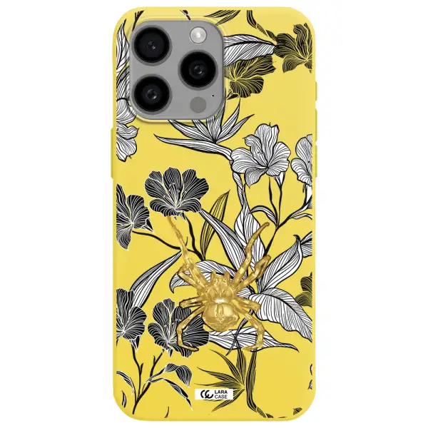 Golden Spider Apple Iphone 15 Pro max Silicone canary yellow Case