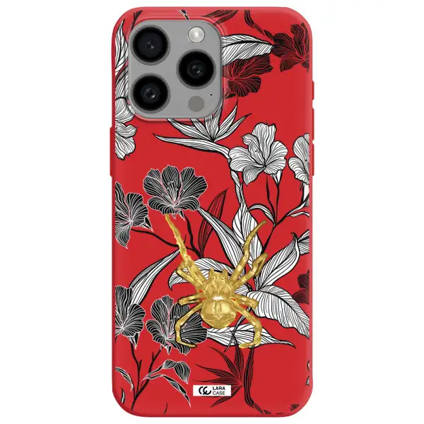 Golden Spider Apple Iphone 15 Pro Max Silicone Imperial Red Case