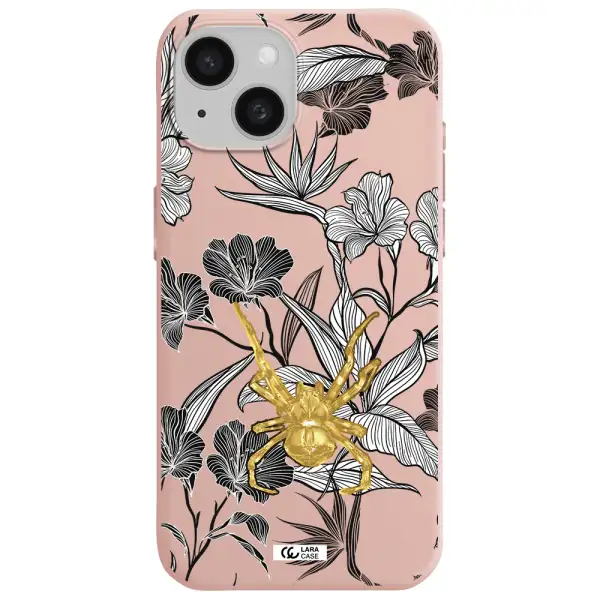Golden Spider Apple Iphone 15 Silicone Pastel Pink Case