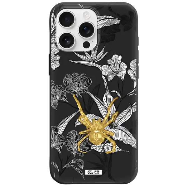 Golden Spider Apple Iphone 16 Pro Max Silicone Black Case