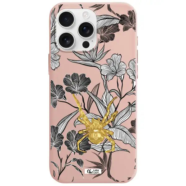 Golden Spider Apple Iphone 16 Pro Max Silicone Pastel Pink Case