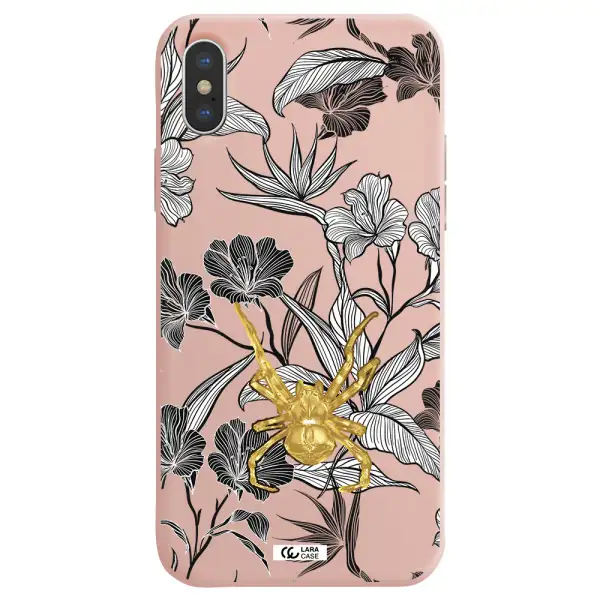 Golden Spider Apple iPhone X Silicone pastel pink Case