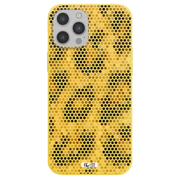 Leopard Dots Apple iPhone 12 pro Silicone canary yellow Case