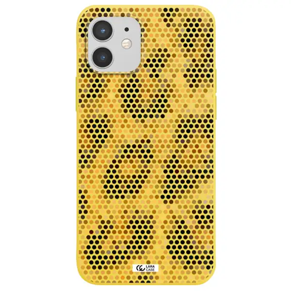 Leopard Dots Apple iPhone 12 Silicone canary yellow Case