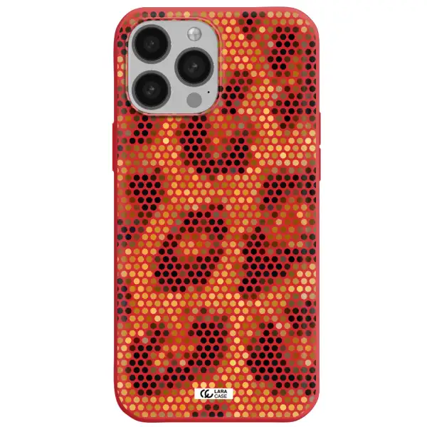 Leopard Dots Apple iPhone 13 Pro Max Silicone Imperial Red Case