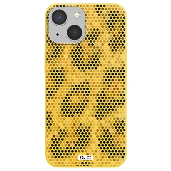 Leopard Dots Apple iPhone 13 Silicone canary yellow Case