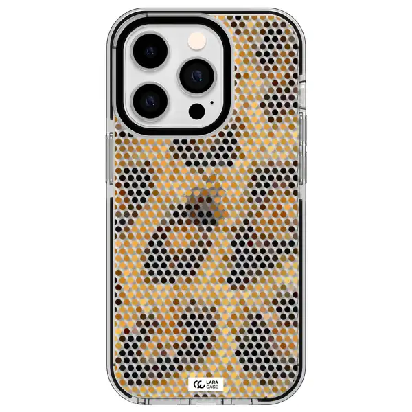 Leopard Dots Apple iPhone 14 pro impact black border Case