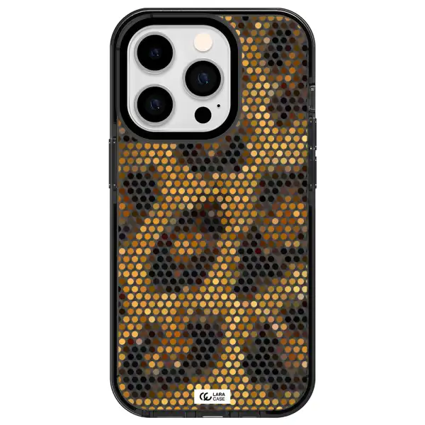 Leopard Dots Apple iPhone 14 pro impact Smoke Black Case