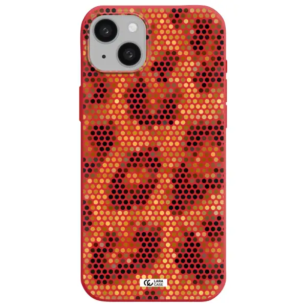 Leopard Dots Apple iphone 15 plus Silicone Imperial Red Case