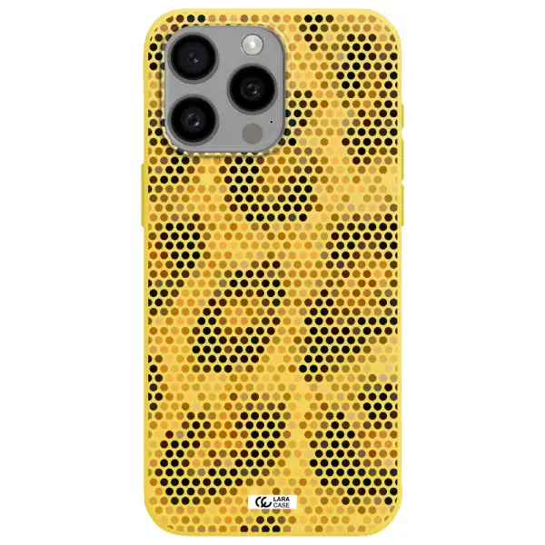 Leopard Dots Apple Iphone 15 Pro max Silicone canary yellow Case
