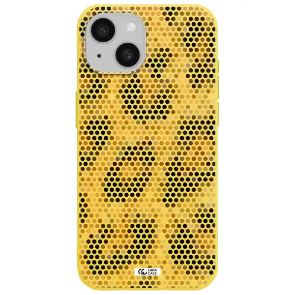 Leopard Dots Apple iPhone 15 Silicone canary yellow Case