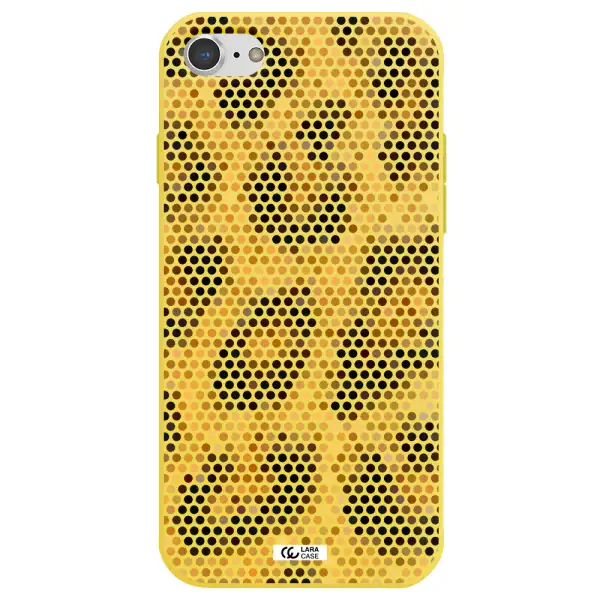 Leopard Dots Apple iPhone 8 Silicone canary yellow Case