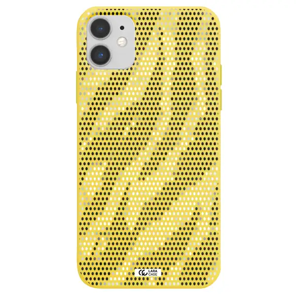 Zebra Dots Apple iPhone 11 Silicone canary yellow Case