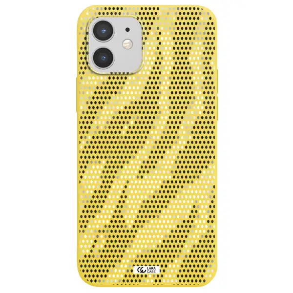 Zebra Dots Apple iPhone 12 Silicone canary yellow Case