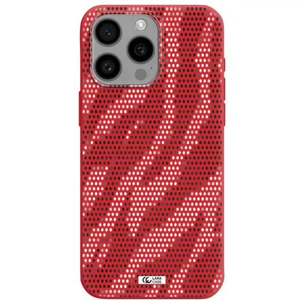 Zebra Dots Apple Iphone 15 Pro Max Silicone Imperial Red Case