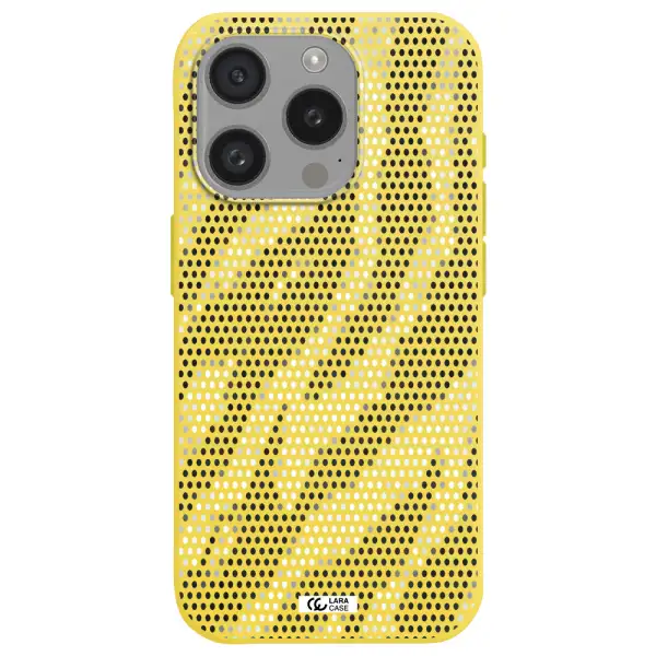 Zebra Dots Apple Iphone 15 Pro Silicone Canary Yellow Case