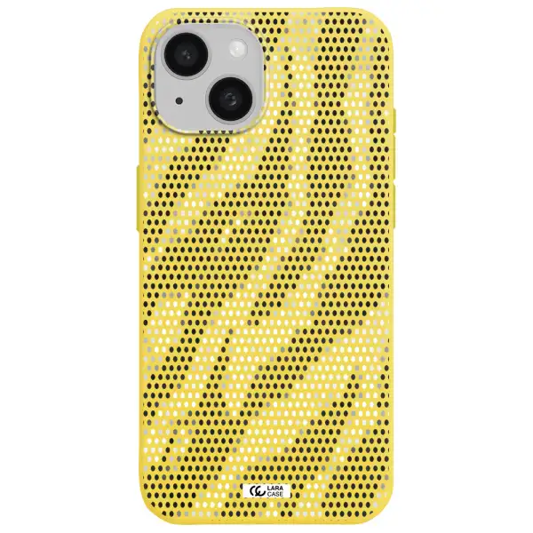 Zebra Dots Apple iPhone 15 Silicone canary yellow Case