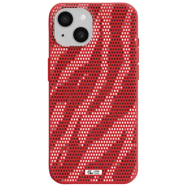Zebra Dots Apple Iphone 15 Silicone Imperial Red Case