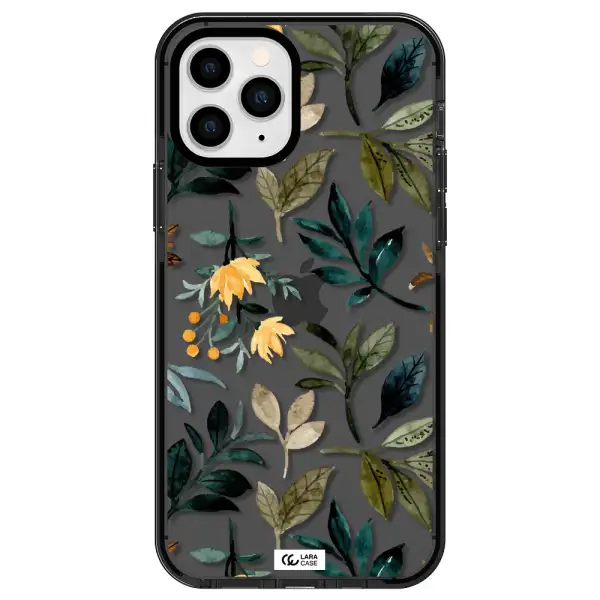 Fall Flowers Apple iPhone 11 pro impact Smoke Black Case